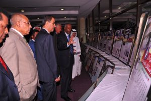 The Ambassador of Sudan Elsadig Abdulla Elias takes diplomats and other guest Artistic work of Sudan cultures exhibition at KICC in Nairobi capital